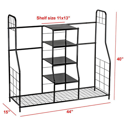Golf Bag Storage Rack Organizer Steel Dual Bag Holder with 4 Shelves for Clubs Balls Shoes Accessories Garage Basement Home Golf Equipment