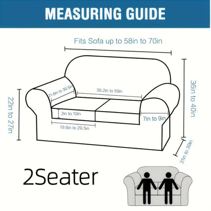 Sofa Cover Grid Jacquard Elastic Full-Cover Slipcover with Elastic Fit for 1 to 3 Seats and XL Sofas
