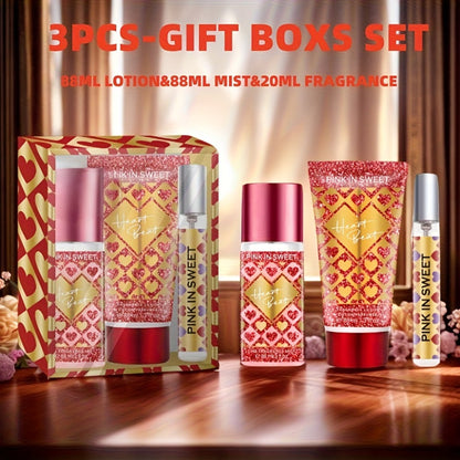 Perfume Gift Set for Women 3-Piece Body Spray Cream Mini EDP Sweet Gourmand Fragrance Date Night Party Birthday Gift