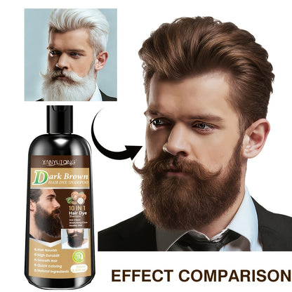 Color Shampoo for Beard & Hair, Natural Plant Dye Formula, Ammonia-Free Quick Gray Coverage