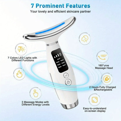 Facial Lifting Device 7-in-1 EMS Microcurrent Neck Face Massager LED Photon Therapy Rechargeable Beauty Tool for Women