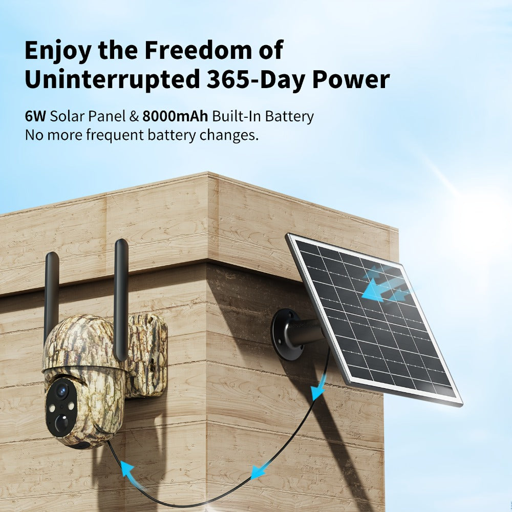 4G LTE Solar Trail Camera No WiFi Needed, Outdoor Security Camera 4K Night Vision, 360° Pan Tilt Live View