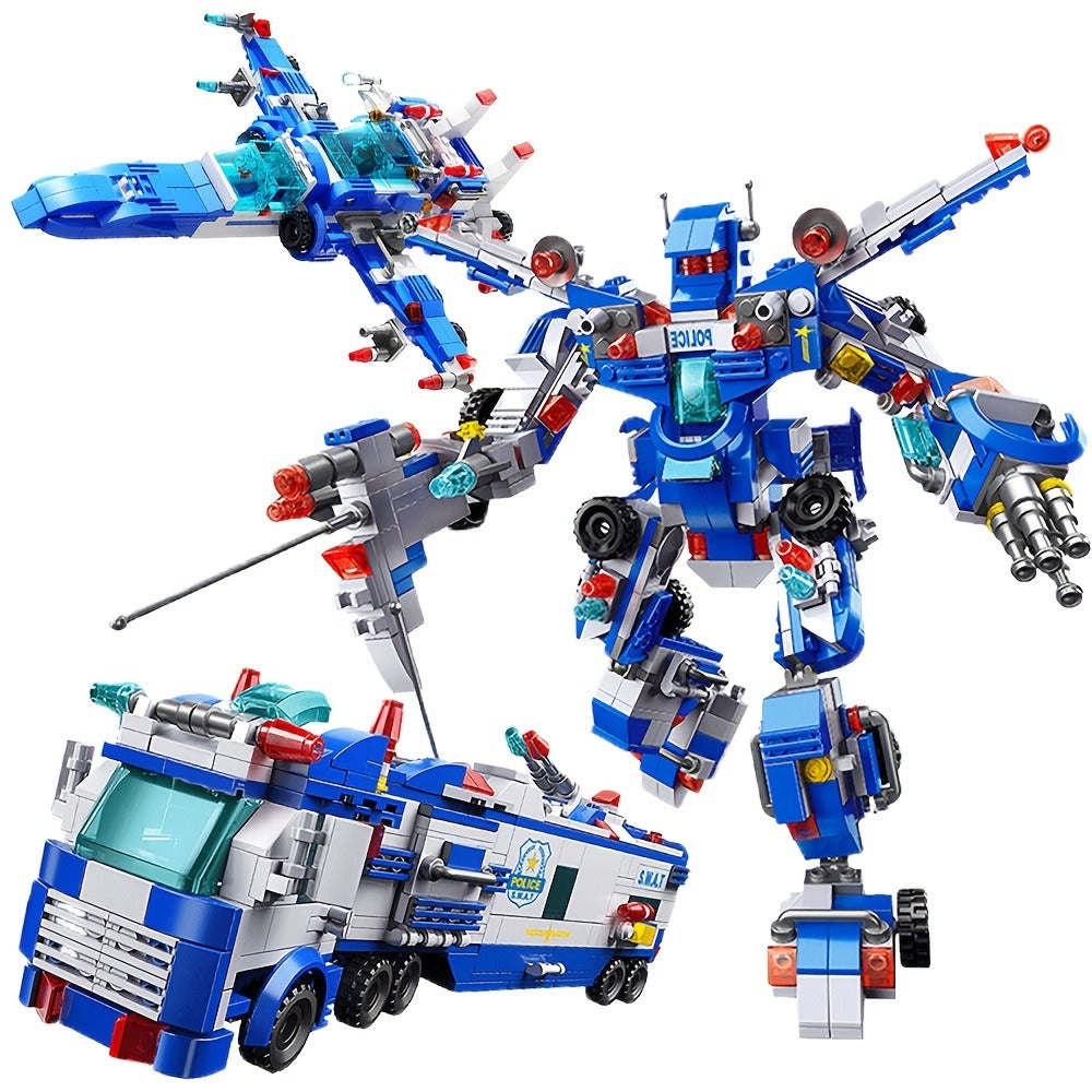 City Police Building Blocks Set 700 Pieces, Patrol Car Truck with Action Figures, Brick Toy for Boys Role Play STEM