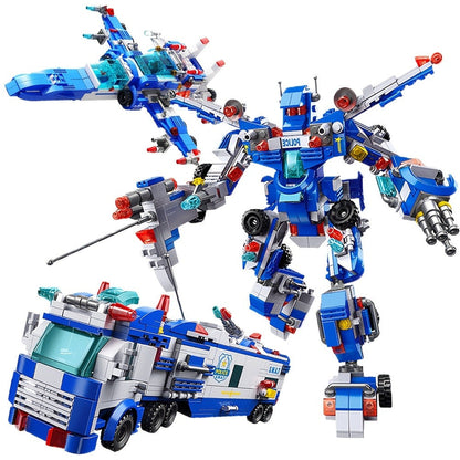 City Police Building Blocks Set 700 Pieces, Patrol Car Truck with Action Figures, Brick Toy for Boys Role Play STEM