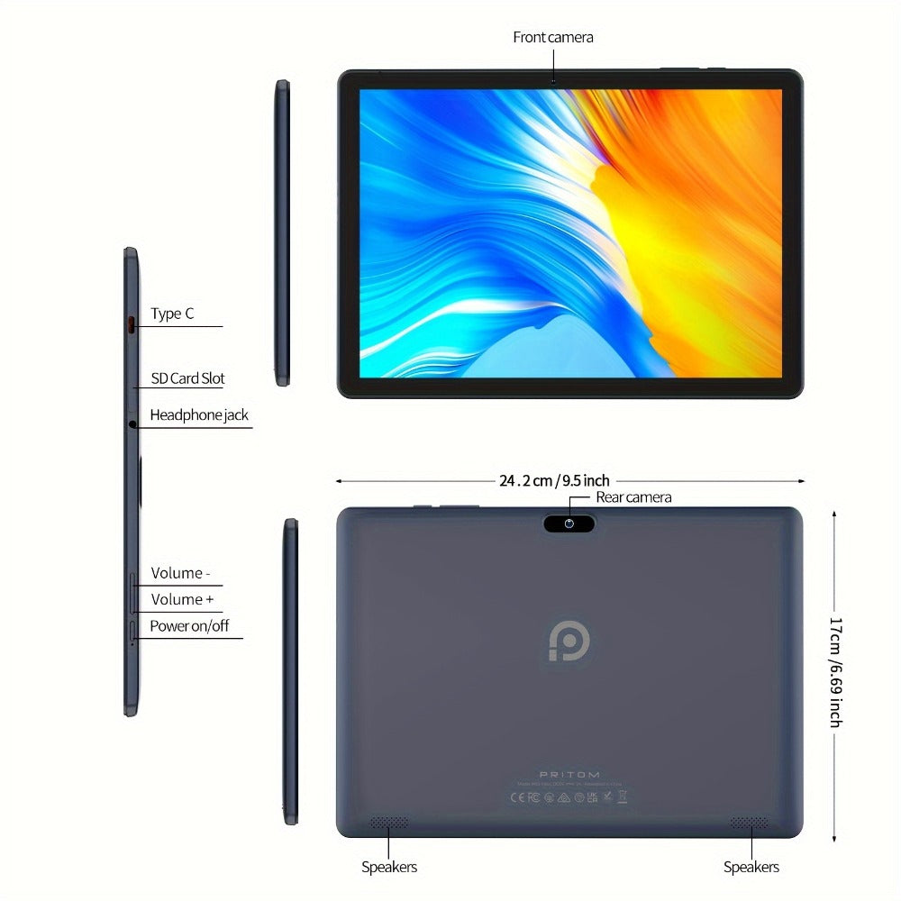Android Tablet 10.1-Inch with Android 13, 4GB Total RAM, 64GB Internal Storage and WiFi-Only Design