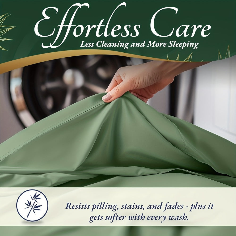 Bed Sheet Set Bamboo-Derived Fabric with Four Bed Sizes, specified Sheet Dimensions and Thirteen Colors