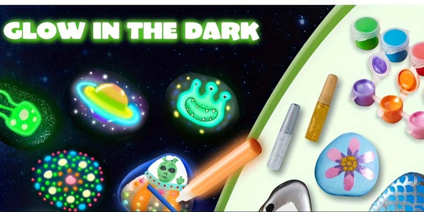 Stone Painting Set Glow in the Dark for Kids with the Listed Color, Size or Set Options for Everyday Use