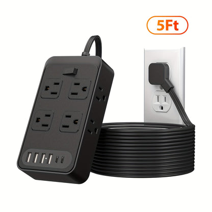 One-Touch Switch Desk Charging Station 14-in-1, 8 Widely Distributed AC Outlets & 6 USB Ports (4 USB-A + 2 USB-C)