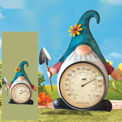 Outdoor Thermometer Metal Gnome | Wall Decor Patio Garden Indoor