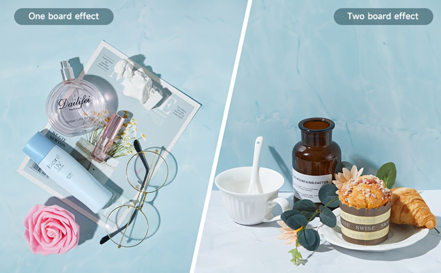 Product Photography Backdrop Paper 6pcs Reversible 12 Designs 16x11.5 Inch Background Sheets for Food Jewelry Cosmetic Flatlay Social Media