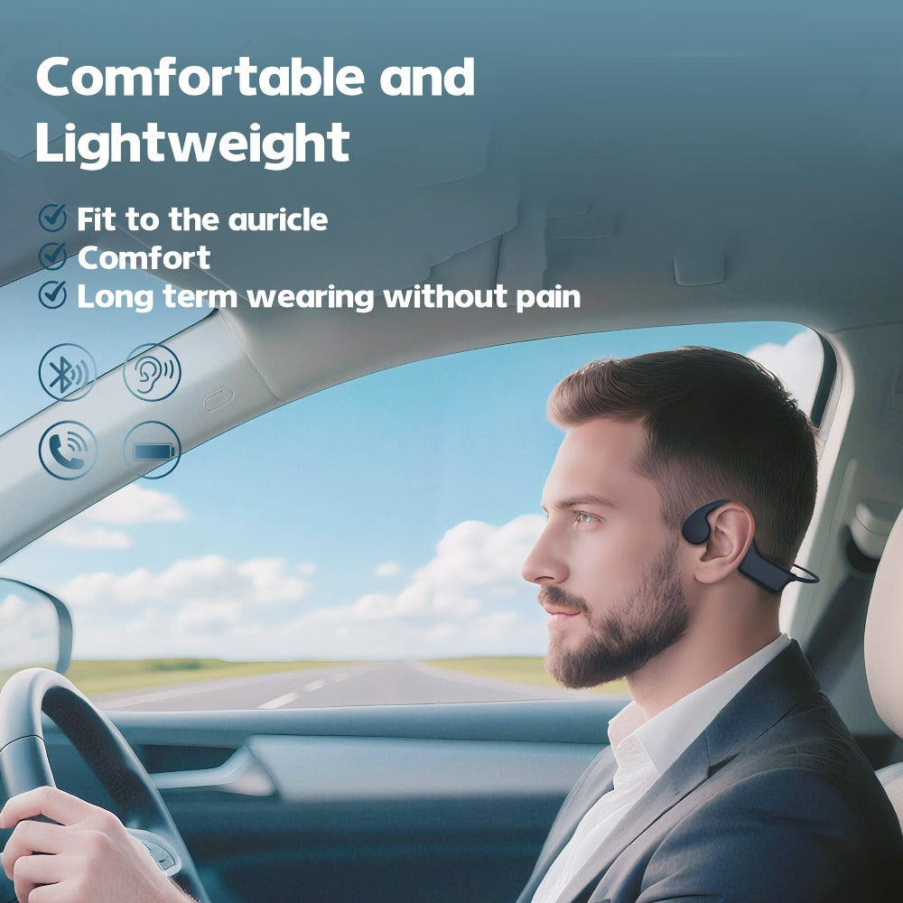 Black Open-Ear Wireless Sports Headset with Behind-the-Neck Band and Single Checkout Option