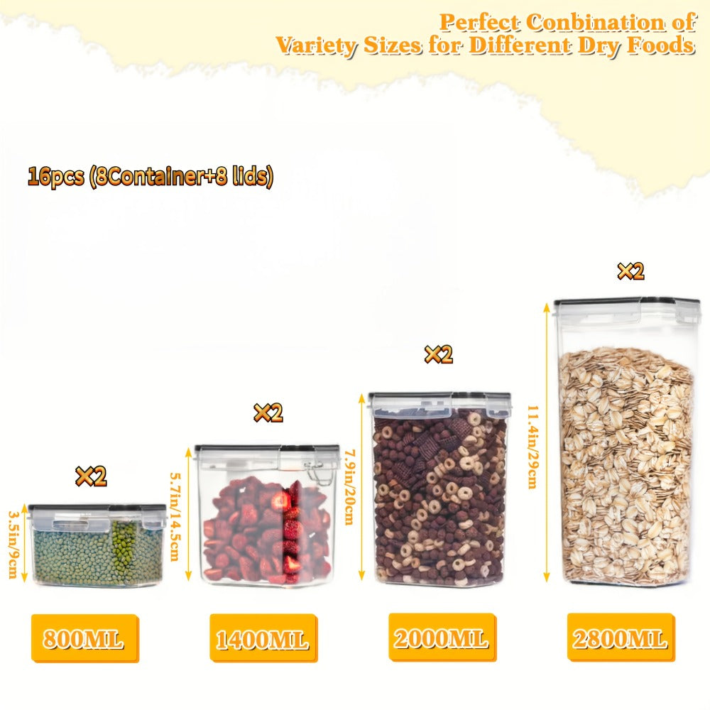 Food Storage Containers 8-, 16-, 30- or 32-Piece Rectangular Pantry Box Set with Matching Lids