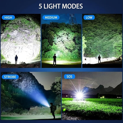 Flashlight 1000-Lumen Rechargeable 2-Pack with Digital Display, Type-C Input and USB Power Output