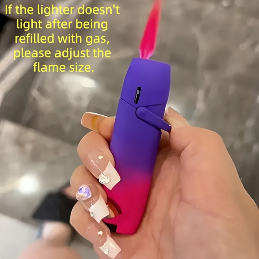 Cute Jet Torch Lighter for Women, Compact Windproof Adjustable Flame Lighter, Portable Refillable Butane Torch for Camping