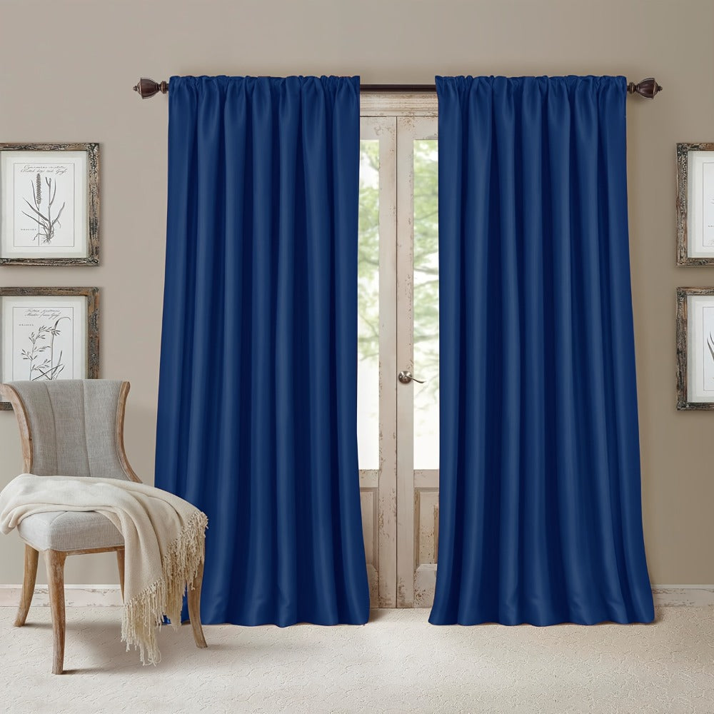 Blackout Curtains 4 Panels Thermal Insulated Room Darkening Drapes, Rod Pocket, Energy Saving, Solid Color for Bedroom & Living Room