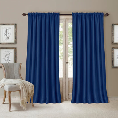 Blackout Curtains 4 Panels Thermal Insulated Room Darkening Drapes, Rod Pocket, Energy Saving, Solid Color for Bedroom & Living Room