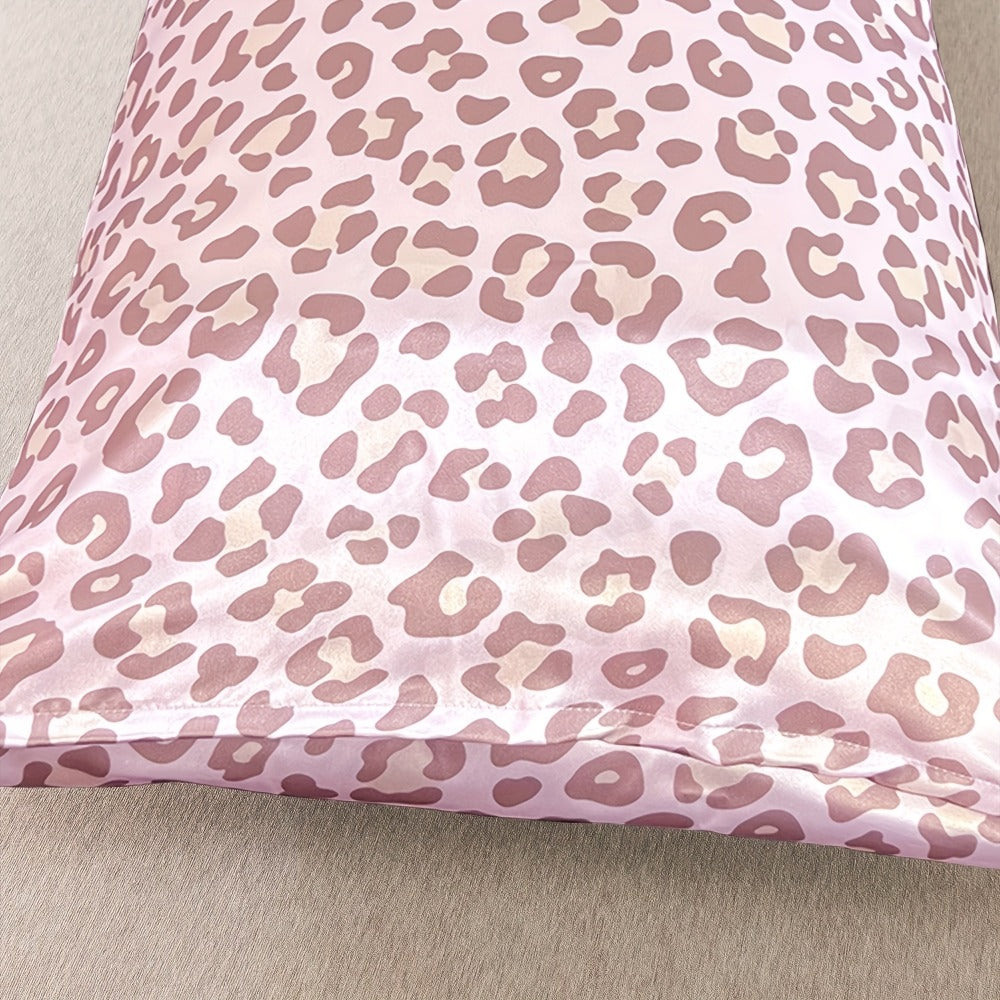 Leopard Print Pillow Covers Set of 4 with Sleep Mask and Headband Machine Washable Polyester Woven Fabric Travel Bedroom Decorative