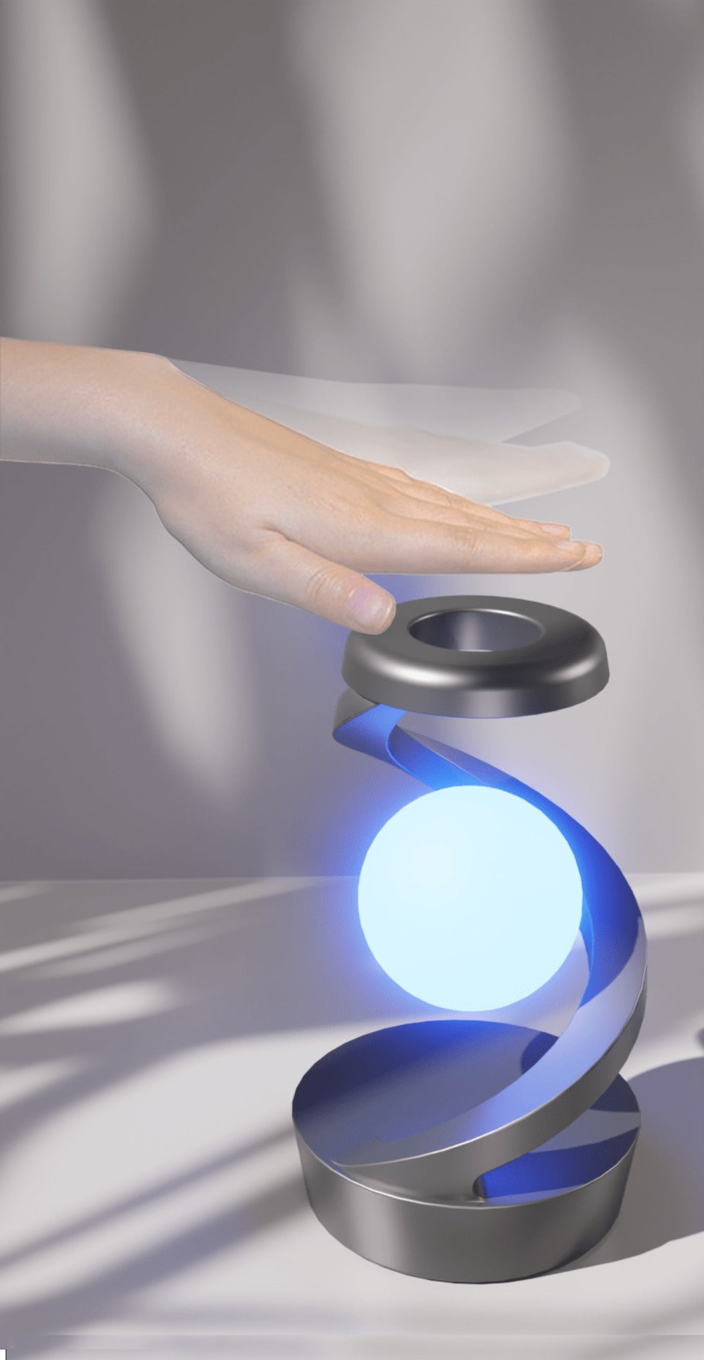 Floating Rotating Night Light with Wireless Charger, Smart Desktop Visual Levitating Lamp with Light Sensor