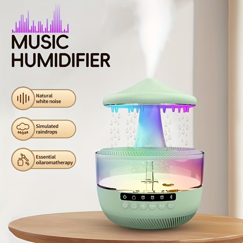 Humidifier 350ml Raindrop Music Design with Color LED, Bluetooth Speaker, Remote and USB Power