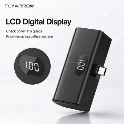 Power Bank 5000mAh Mini with Foldable USB-C Plug, 10W Listed Charging and Digital Display Pack