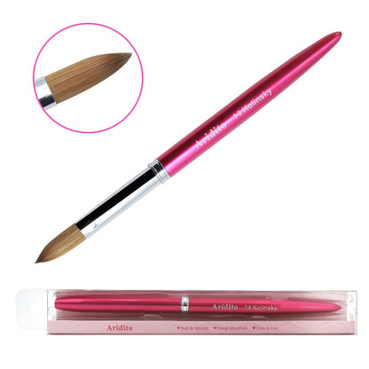 Kolinsky Acrylic Nail Brush Set 100% Pure Kolinsky Hair Flat Shape Sizes #10 #12 #14 – Professional Nail Art Sculpting Extension Brush