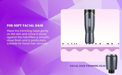 Women's Electric Bikini Trimmer Body Shaver Cordless Razor Replaceable Heads Facial Hair Eyebrow Nose Ear Hair Removal Sensitive Skin