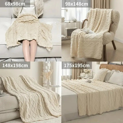 3D Plush Dense Weave Fleece Blanket, Ultra- Throw for Bed, Couch, Travel & Outdoor, Air-Conditioning Friendly