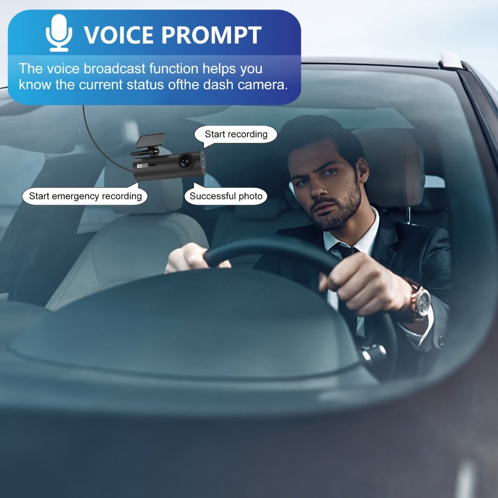 LF10 Dash Camera with 4K Label, WiFi App Control, Voice Prompt and Card Support Marking up to 256GB
