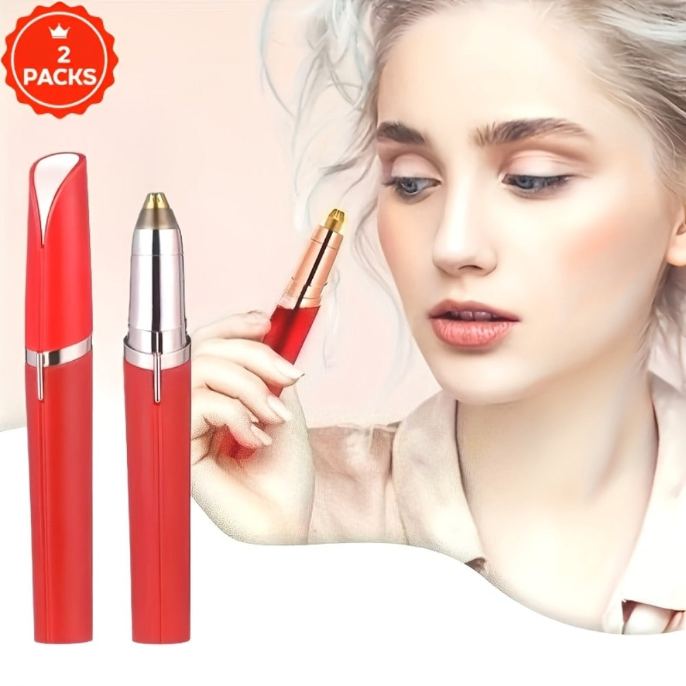 Electric Eyebrow Trimmer for Women 2 Pack, USB Rechargeable Painless Precision Eyebrow Razor Pen, Portable Hair Remover for Face Lip Leg