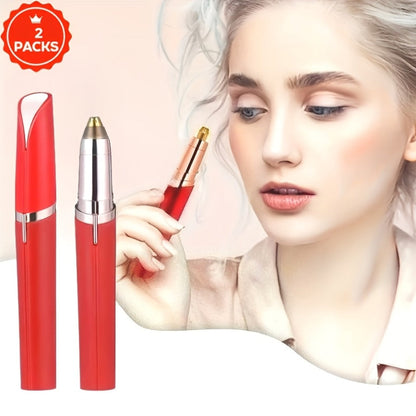Electric Eyebrow Trimmer for Women 2 Pack, USB Rechargeable Painless Precision Eyebrow Razor Pen, Portable Hair Remover for Face Lip Leg