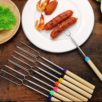 Marshmallow Roasting Sticks 12-Pack Extendable Stainless Steel + Bag, for Grilling, Camping and Outdoor Meals