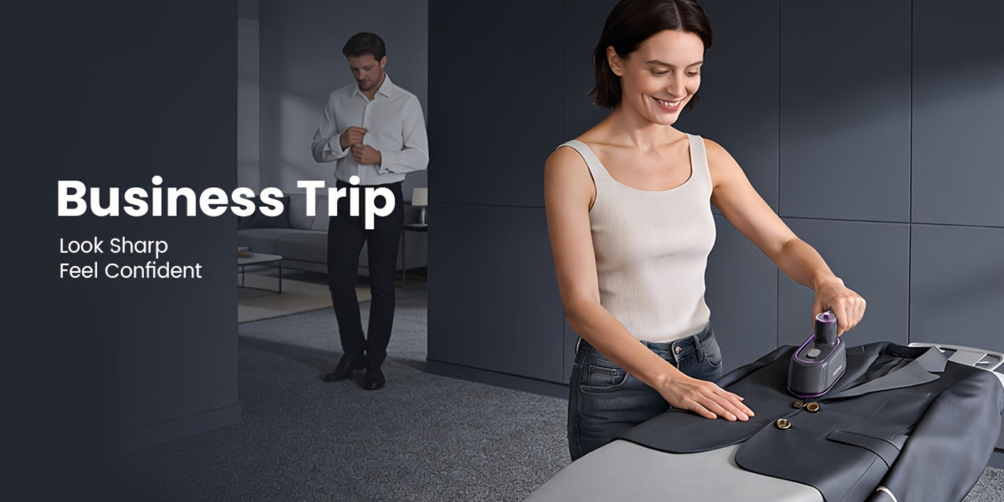 Mini Travel Steamer 2-in-1 Dry Steam Iron Foldable 180 Degree Handle 15-Second Heat 85ml for Entryways, Bedrooms and Living Spaces