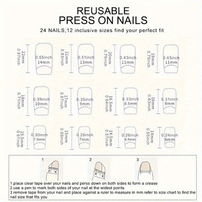 Press On Nails 96-Piece Almond Heart Glitter Four-Pack Set with Jelly Adhesive Tabs and Nail File