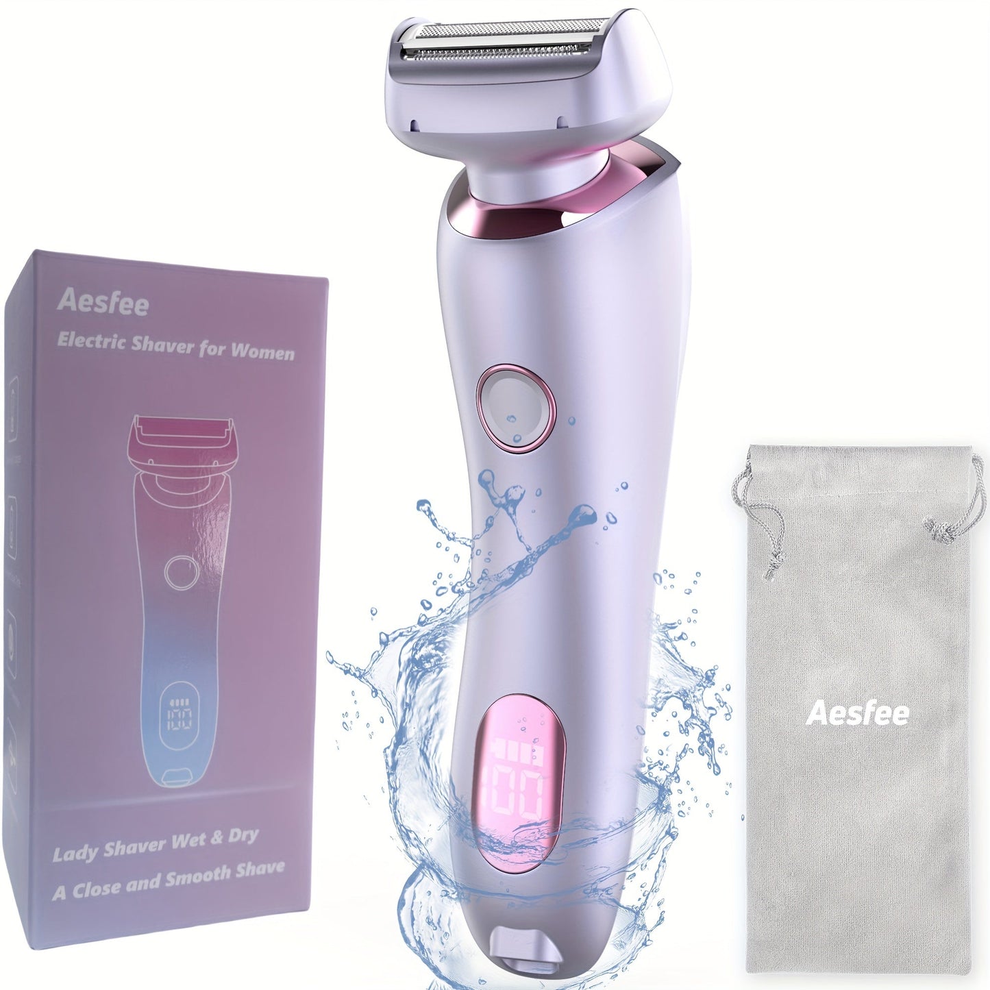 Electric Shaver Bikini Razor with Stainless Steel Blade, Rechargeable Power and Waterproof Wet/Dry Use in Purple