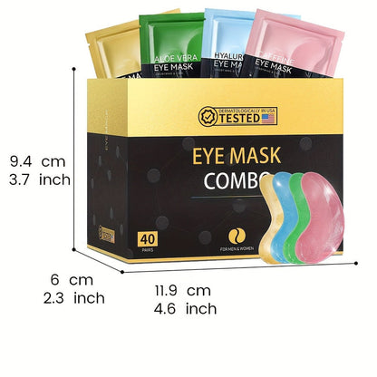 Collagen Eye Mask Patches 40 Pairs – Caffeine & Aloe Vera Under Eye Patches 4 Types Eye SPA Multi-Color Depuff Dark Circle Moisturizing