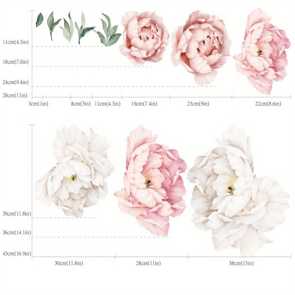 Peony Flower Window Glass Sticker – Anti-Collision Waterproof Decorative Glass Film, European Floral Wall & Window Decal for Home Decor