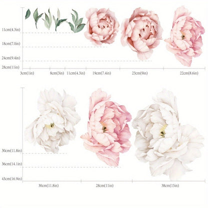 Peony Flower Window Glass Sticker – Anti-Collision Waterproof Decorative Glass Film, European Floral Wall & Window Decal for Home Decor