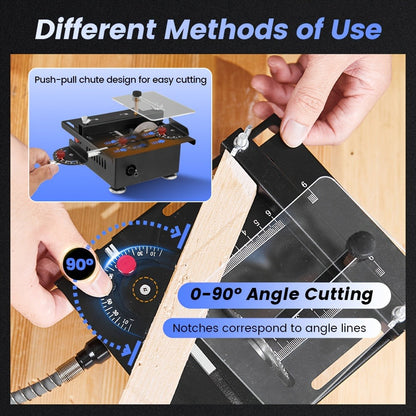 Mini Table Saw Multi-Function Portable DIY Machine, Sanding Engraving Drilling All-in-One Woodworking Tool