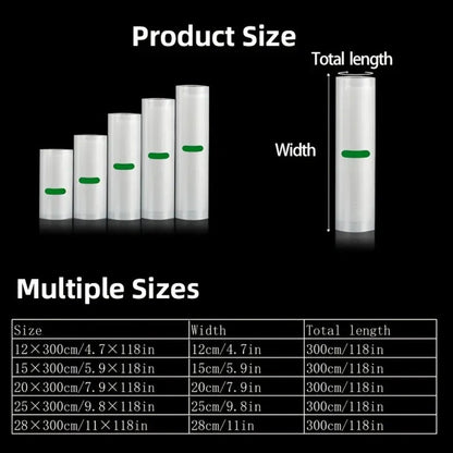 Vacuum Seal Bags Roll 5-Pack Multi-Size, PE+PA Vacuum Storage Roll Bags 3 Meters, 5 Widths for Food Storage