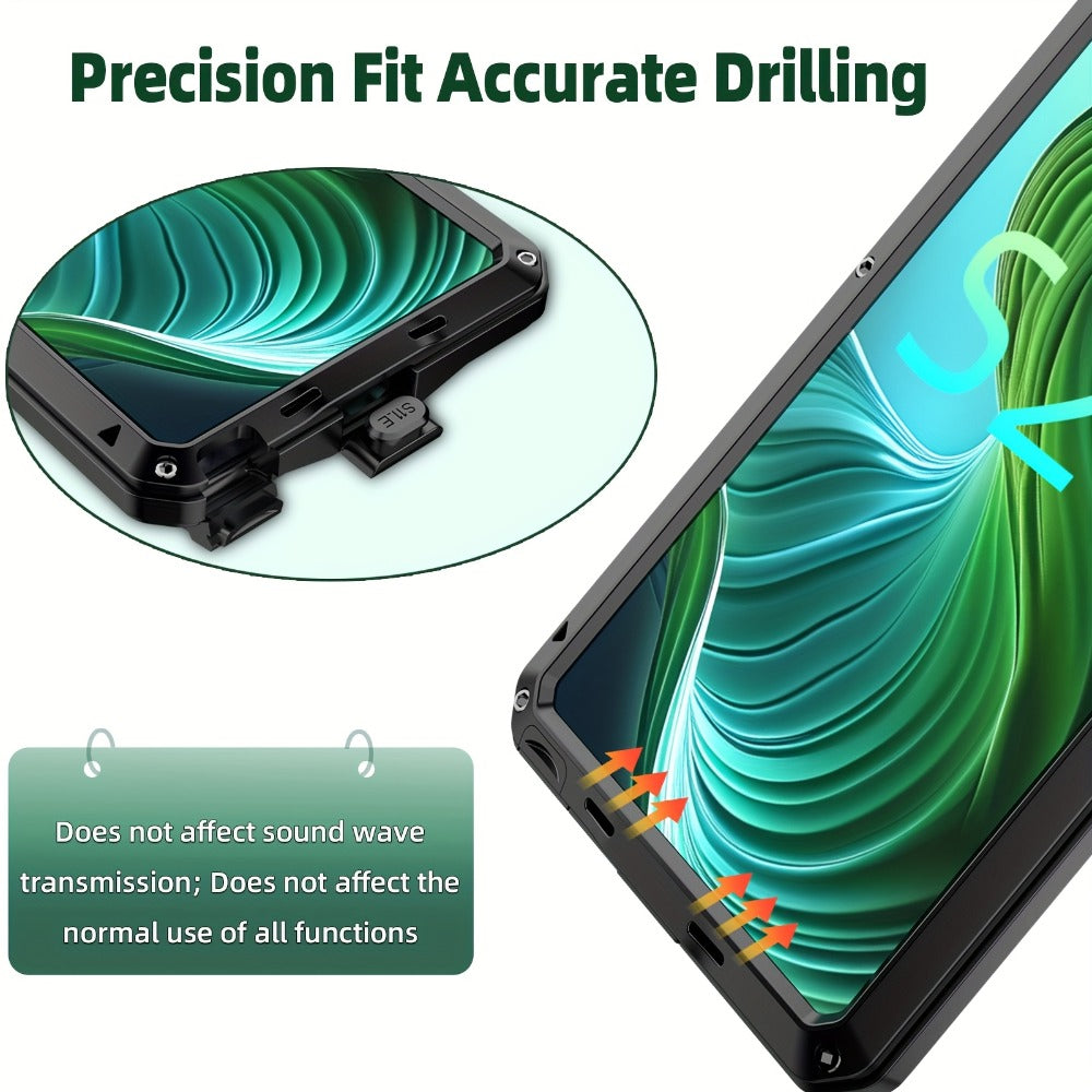 Phone Case with Metal Frame, Integrated Glass Screen Protector and S Pen Opening for Select Galaxy S23-S25 Models