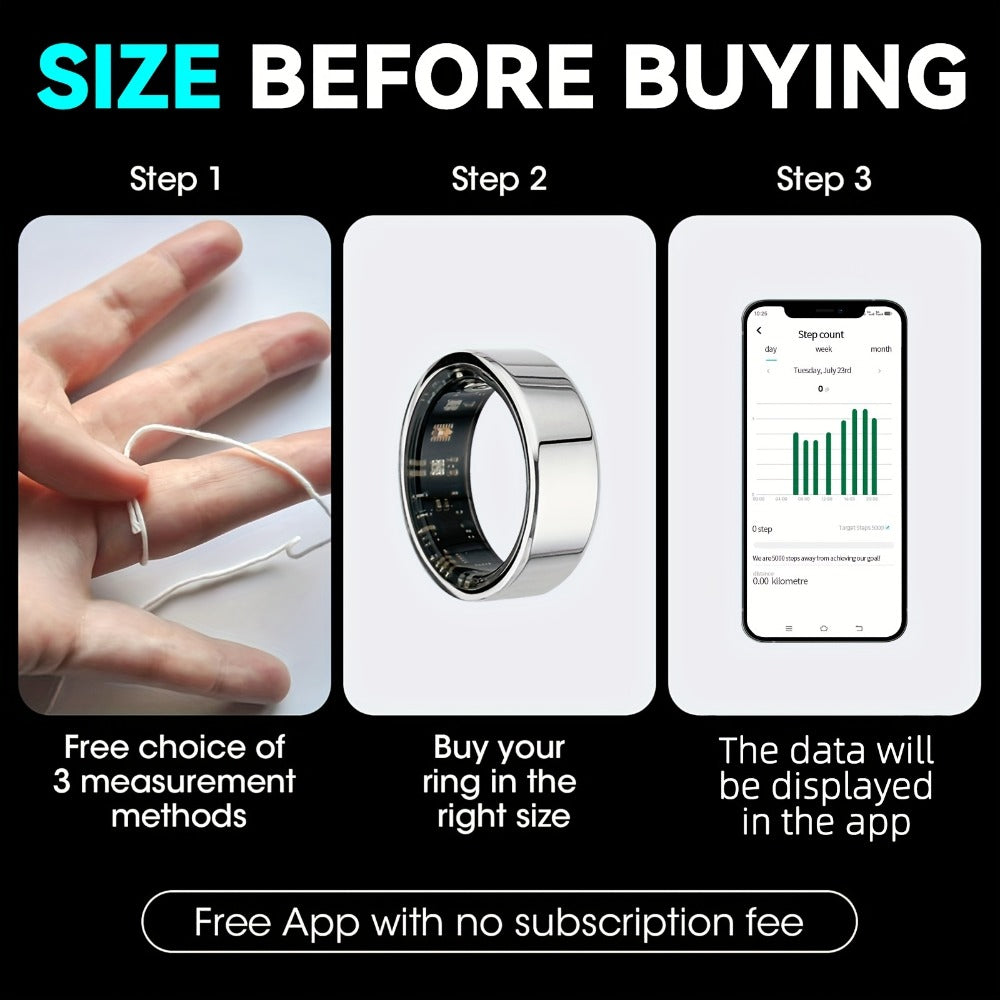 R18 Smart Ring Activity Tracker with 20+ Workout Modes – Sleep & Stress Monitor, Heart Rate, iPhone & Android Compatible, USB Charging