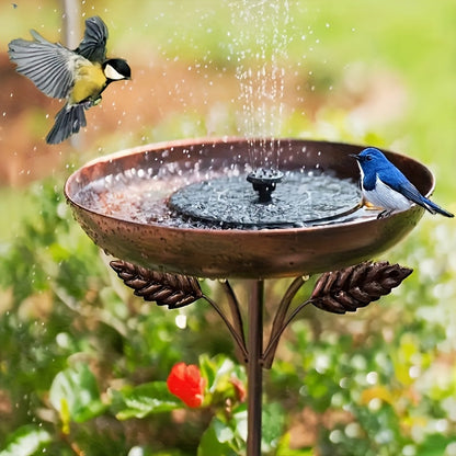 Garden Bird Station Options with 87.99-Inch Four-Hook Pole, Round Feeder or Leaf-Accent Bath