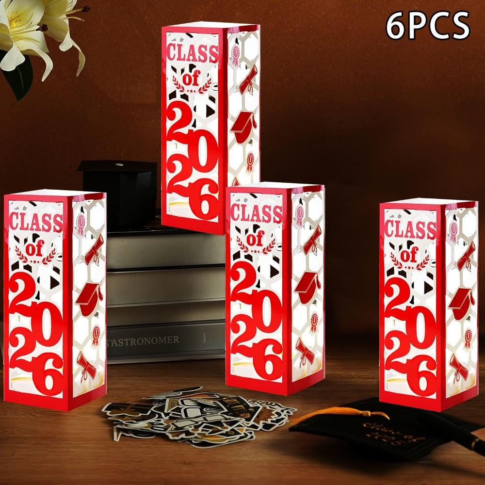 Graduation Centerpiece Set 6pcs Class of 2026 – Decorative Lantern Box Table Decorations for High School & College Graduation Party