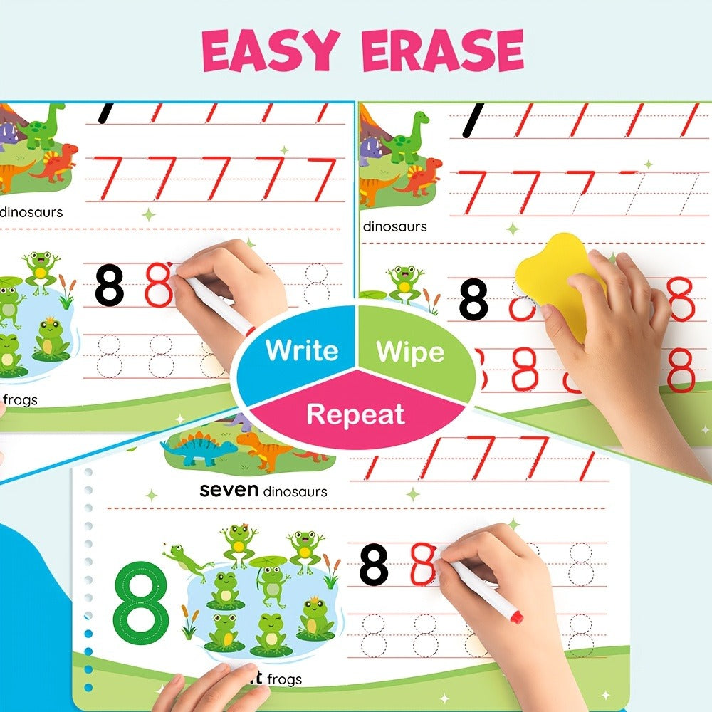 Preschool Busy Book for Toddlers Ages 2-6, 50 Pages Tracing Writing Drawing Activity Workbook, Kindergarten Readiness Practice Book