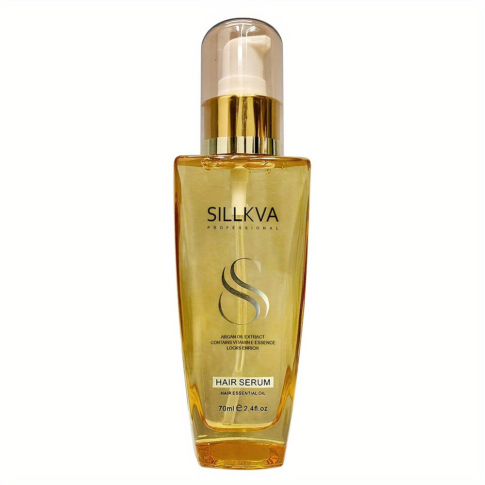 SILLKVA Argan Oil Liquid Hair Serum, Frizz Control & Flyaway Tamer, Smoothing Leave-In Treatment for Dry Damaged Hair