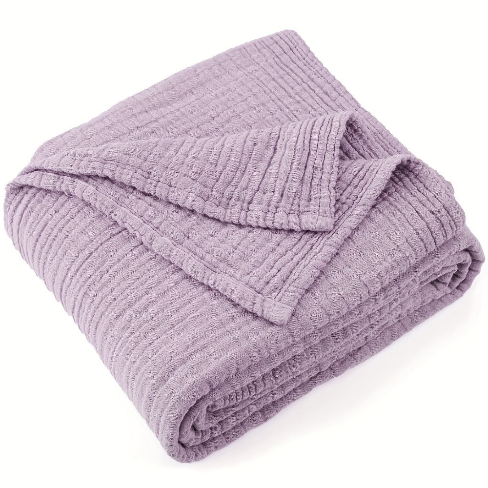 Muslin Blanket 100% Cotton 6-Layer, Breathable Gauze Throw for Couch & Bed, All Season, 13 Colors