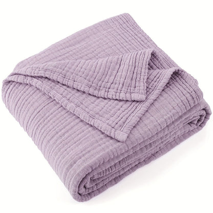 Muslin Blanket 100% Cotton 6-Layer, Breathable Gauze Throw for Couch & Bed, All Season, 13 Colors