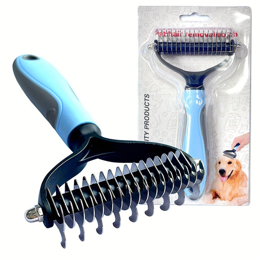 Dematting Comb & Undercoat Rake for Dogs and Cats – Double-Sided 9 & 17 Teeth Deshedding Brush | Safe Rounded Tips, Removes Mats