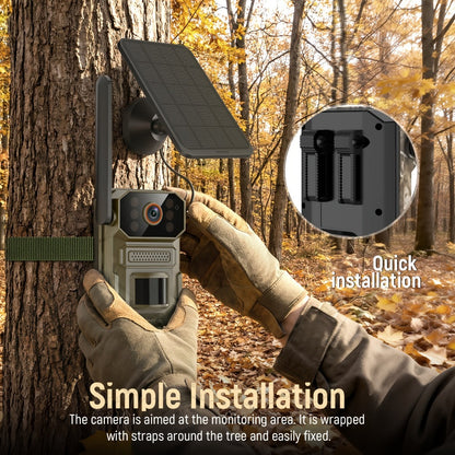 Solar Cellular Trail Camera 1920P No WiFi, 4G LTE Wildlife & Property Monitoring, PIR Motion Sensor