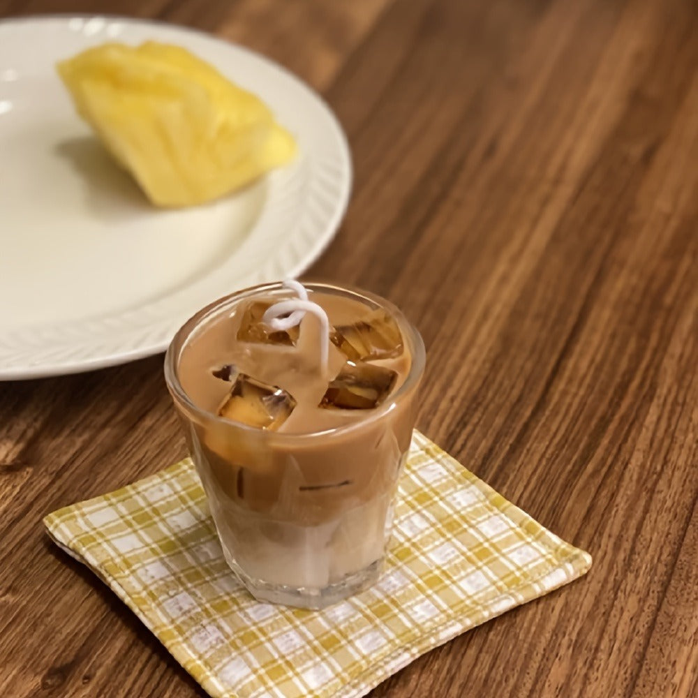 200g Iced Coffee Cup Candle with Clear Glass, Cube Details, Single Wick and Presentation Box